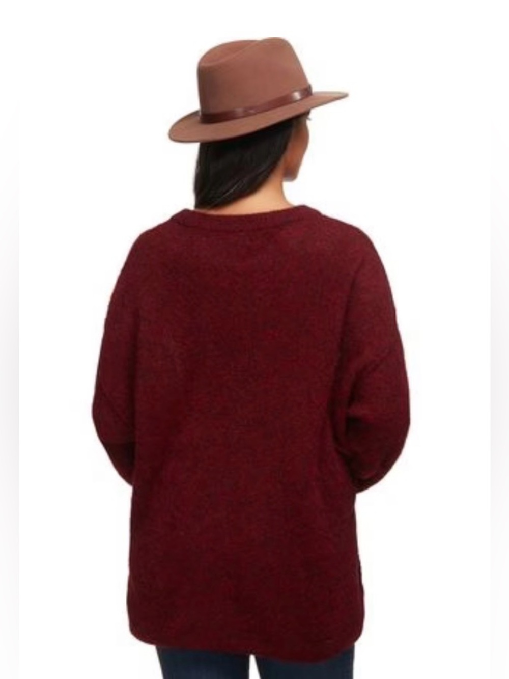 Free People Alpaca Wool Angelic Sweater Womens Sz XS Red Burgundy Oversized NWT - Picture 5 of 11